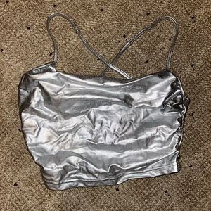 Cropped swoop neck tank top